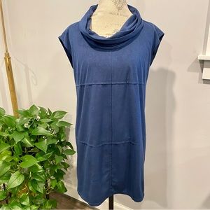 Doncaster Blue Suede Sleeveless Cowl Neck Mini Dress Women’s Size Small